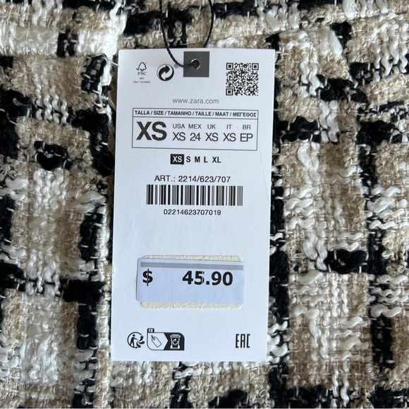 ZARA TEXTURED WEAVE PLAID SHORTS TAUPE BROWN | 2214/623 SIZE M - Picture 8 of 15